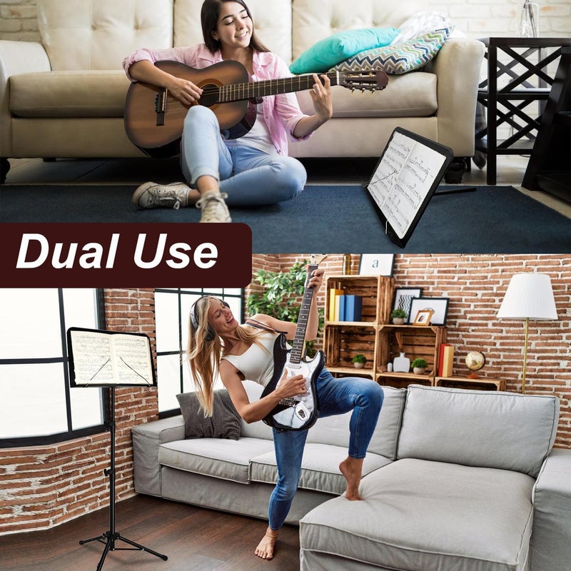 HOLANHING 57IN Sheet Music Stand, Tall Music Stand for Sheet Music High Stability, Adjustable Portable Music Sheet Stand with Carrying Bag for Guitar, Violin, Ukulele (33-57IN-A) - Image 3